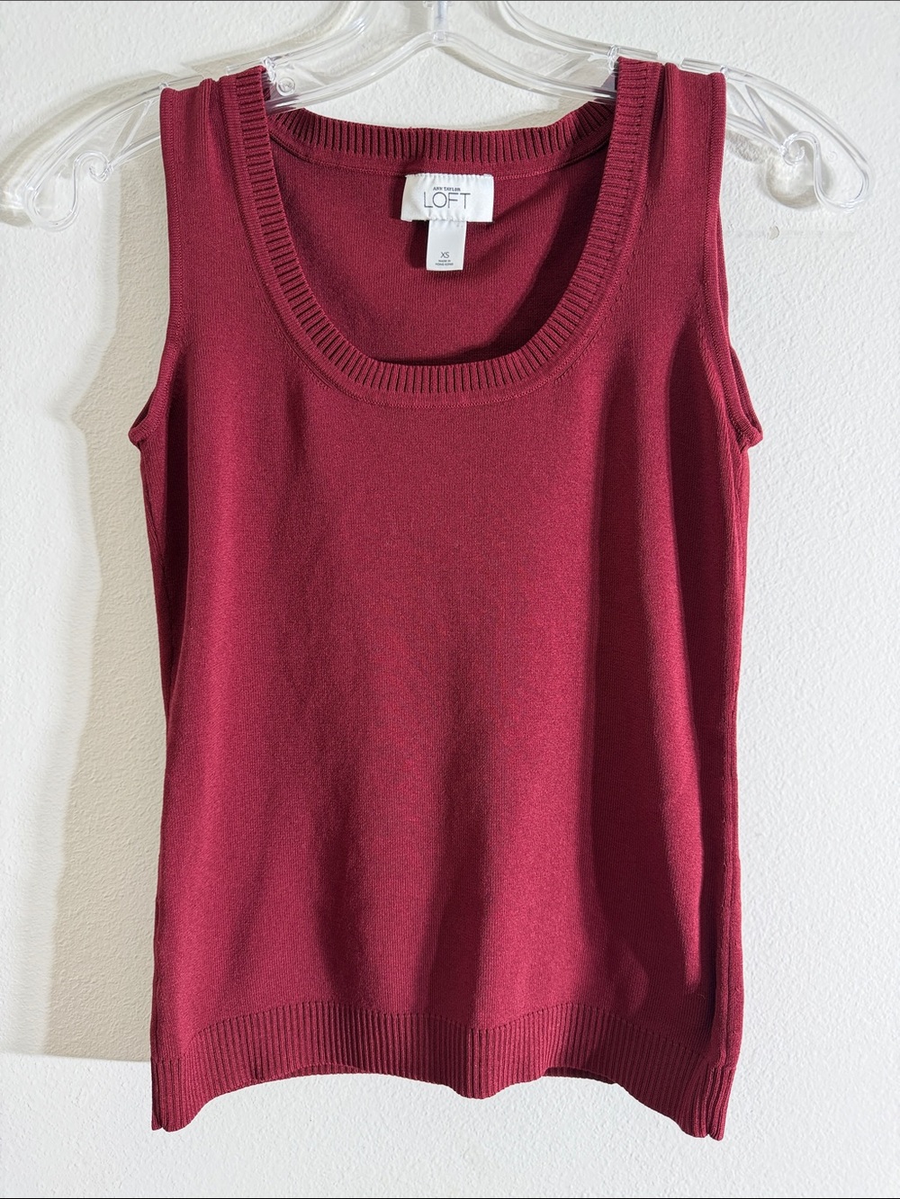 LOFT Women's Sleeveless Knit Shell Vest in Wine